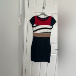 The Limited Red, Black, and Tan Mini Dress